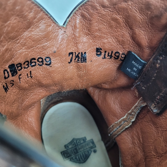 Harley Davidson western style short brown cowboy boots with studs detail 7.5 - Picture 12 of 12